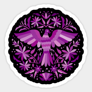 Flying Bird - Mexican Otomí Stamp Design in Purple Shades by Akbaly Sticker